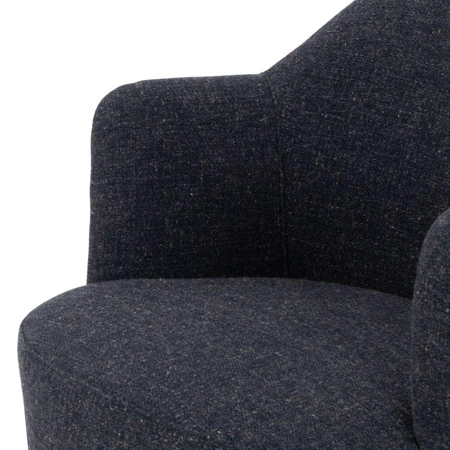 Blue Grey Petite Swivel Chair with Natural Parawood Base, available in other fabric options.