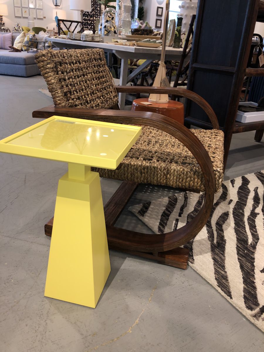 Bacchus Custom Color Drinks Side Table with Glass Inset Top available in any Benjamin Moore Paint Color and Sheen Level.
