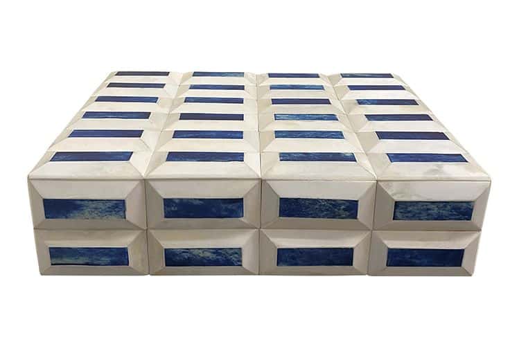 Blue and Ivory Cloud Boxes displayed in a neat arrangement, showcasing their vibrant colors and unique design.