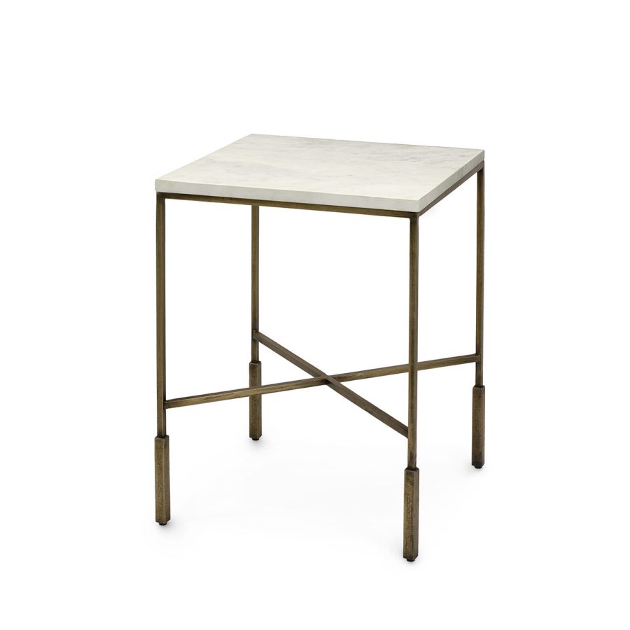 Square Marble Top Side Table with gold-finished iron base discontinued item limited stock available 1 in Palm Beach 2 in Dallas coordinating