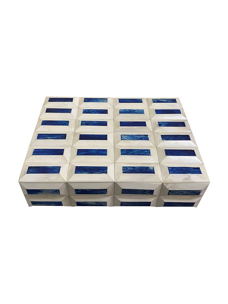 Blue and ivory cloud box on a white background