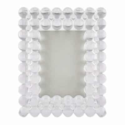 This is an image of a Bubbles Crystal Glass Picture Frame which features a clear glass frame filled with small round clear