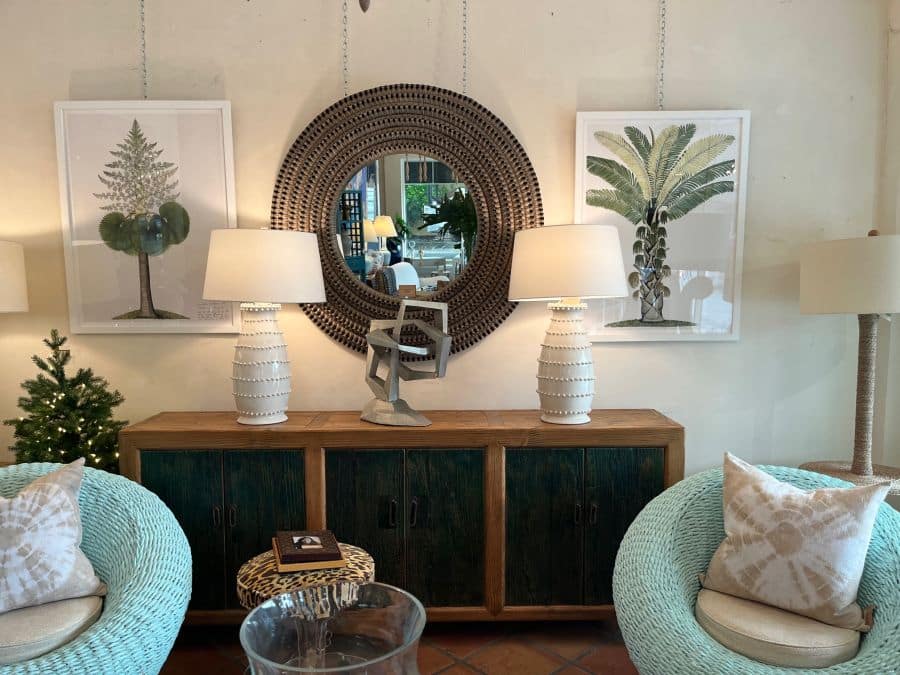 Off white shade table lamp with beaded texture.
