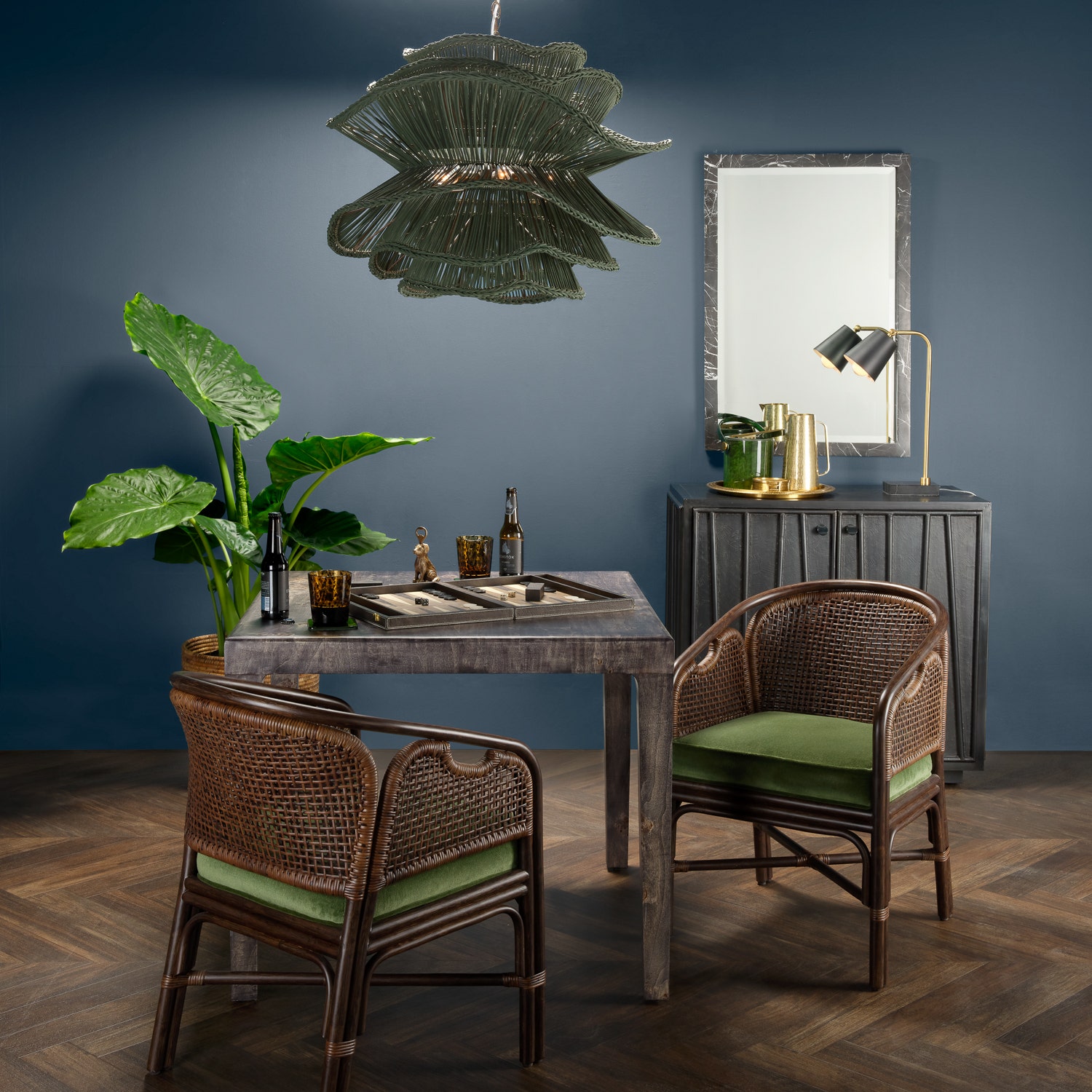 Large Abstract Layered Rattan Chandelier - Image 18