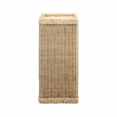 Small, natural finish woven square pedestal