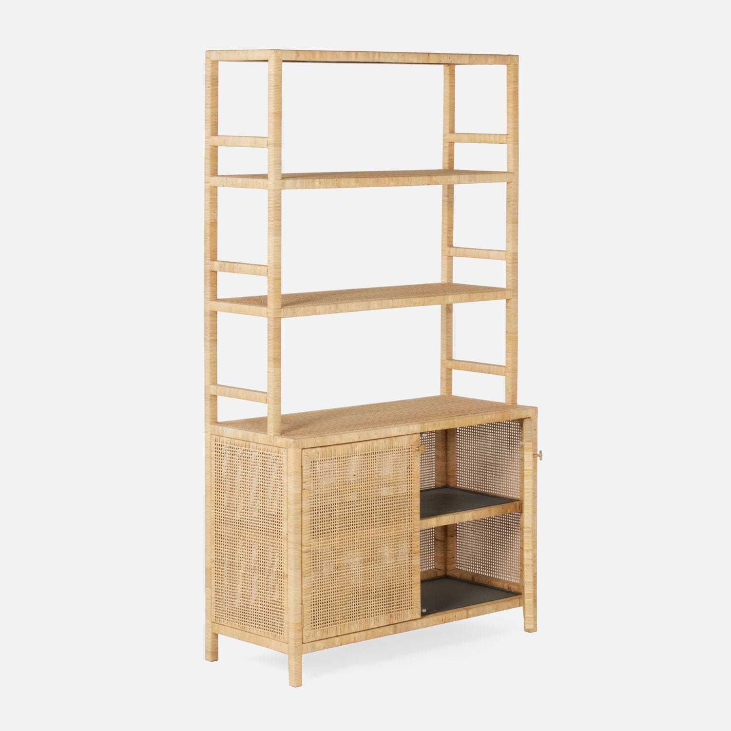Natural wood bookcase with hutch, available in other styles and colors
