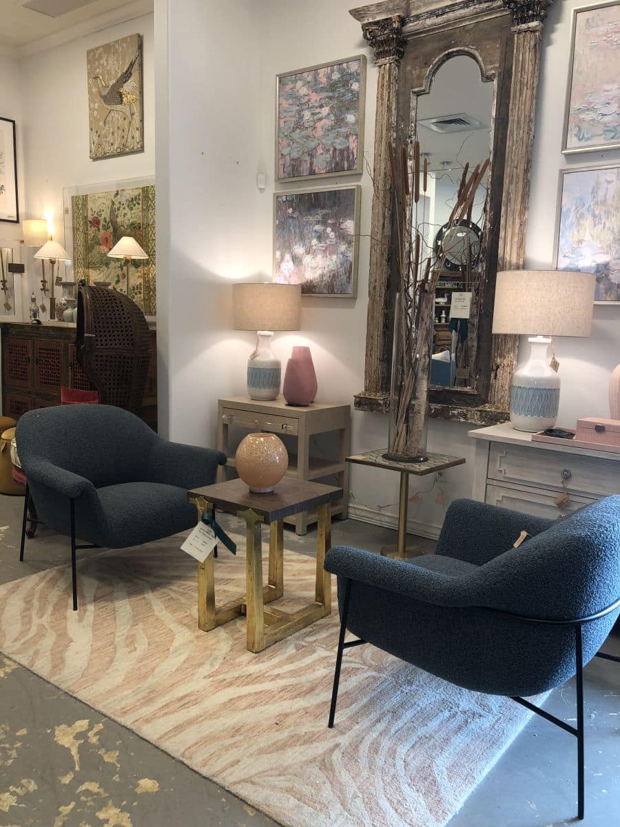 Modern living room scene featuring a stylish, comfortable-looking chair in a bold color.