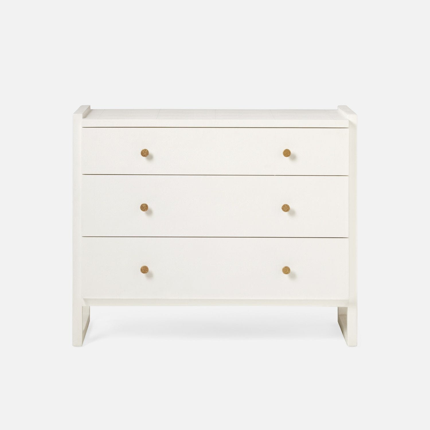 Small Carri Faux Shagreen Dresser, available in castor gray, french gray or pristine white, showcasing its sleek design.