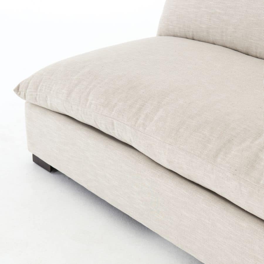 Vice Modern Armless 3 Piece Sectional in High Performance Fabric with Espresso Legs.