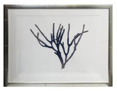 This is a black and white print of a tree signed and numbered by Lorraine Passero It s a framed reproduction art