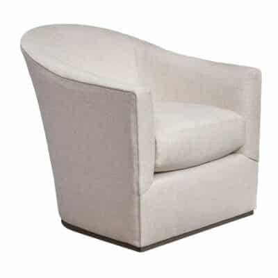 Alexander Swivel Chair in Alabaster Performance Fabric, upholstered in a soft cream color.