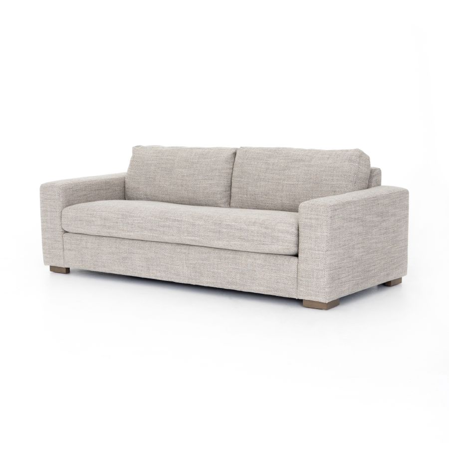 Modern Block Sofa, available in Performance Grade Cream or Coal upholstery, showcasing its sleek design against a white background.
