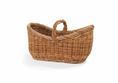 French Country Yarn Basket with Handle, showcasing its woven texture and natural coloring.