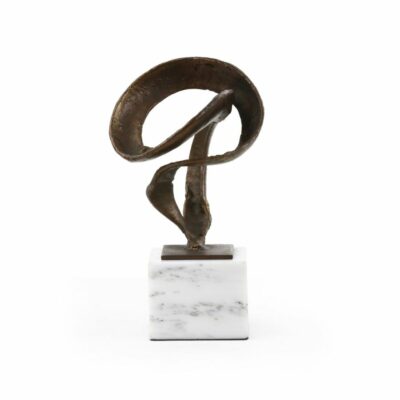 Bronzed Freeform Sculpture on White Marble Base