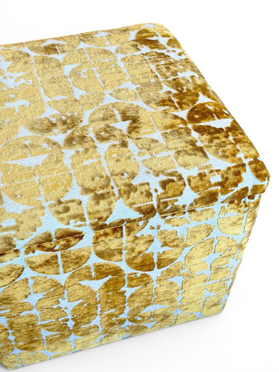 Geometric Velvet Gold Ottoman - Image 6