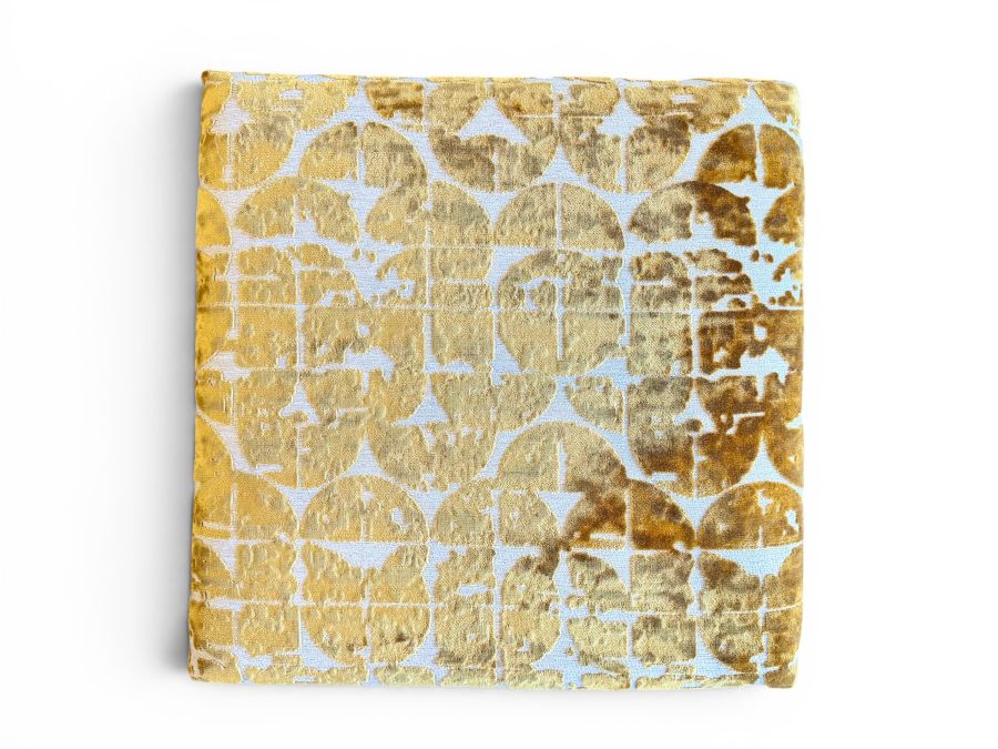 Geometric Velvet Gold Ottoman - Image 5