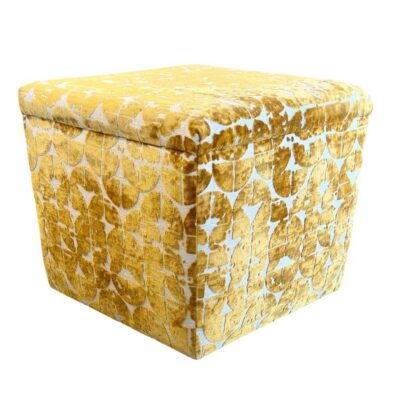 Geometric Velvet Gold Ottoman