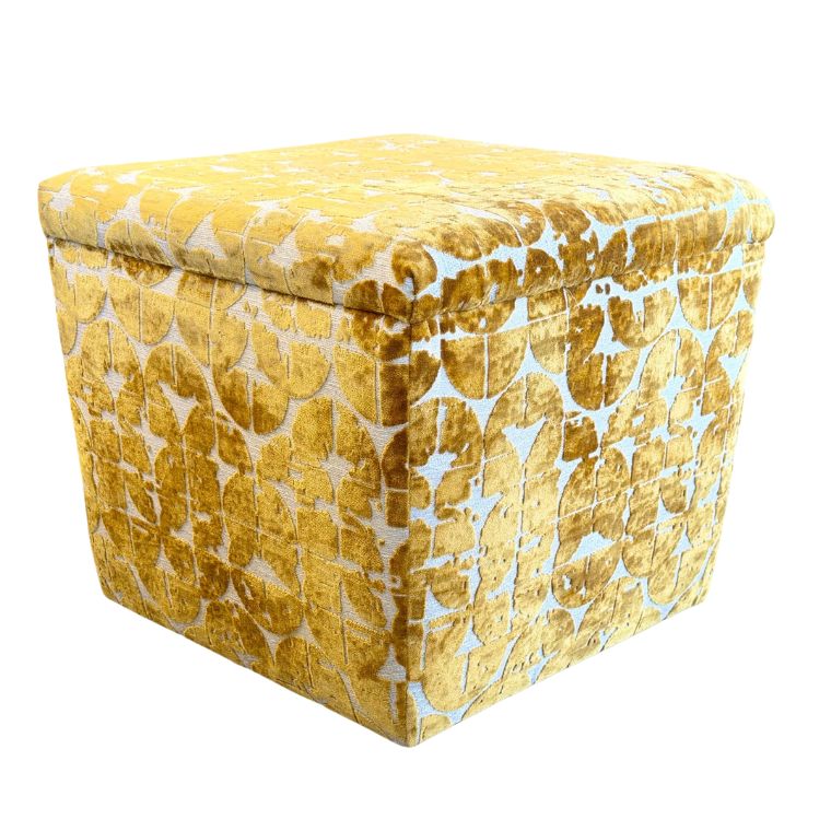 Geometric Velvet Gold Ottoman
