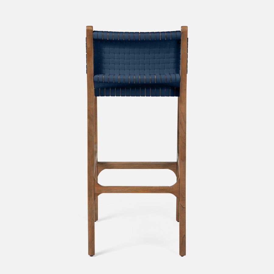 Hammond Faux Rattan Bar Stool, available in multiple finishes including walnut, gray teak, and navy.