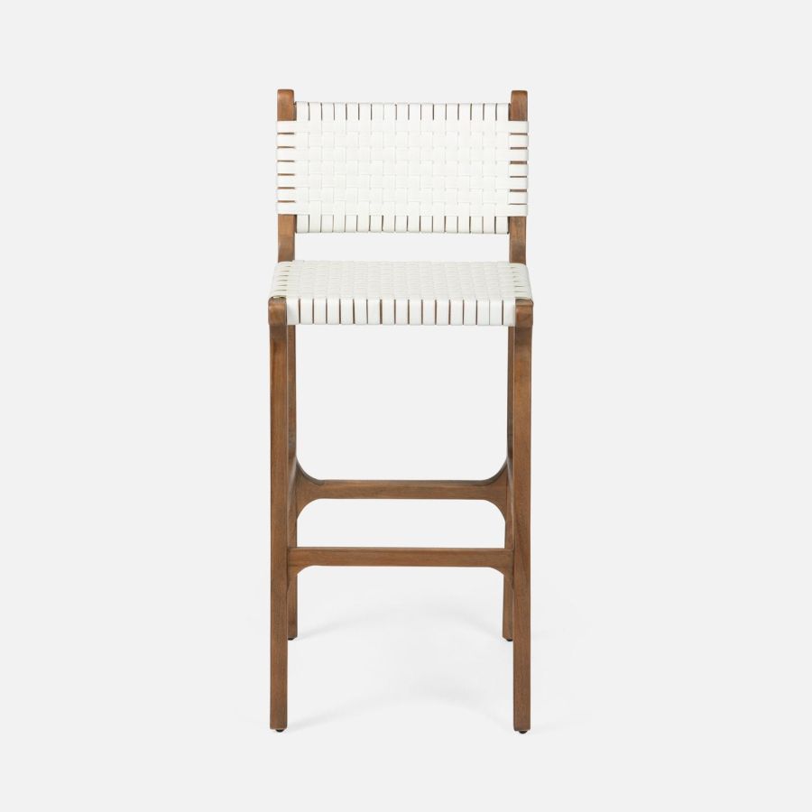 Front view of Hammond Faux Rattan Bar Stool in Walnut finish.
