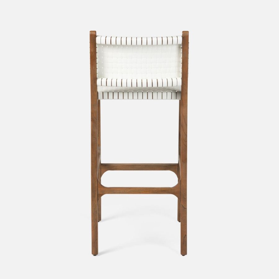 Striking Faux Rattan Bar Stool in Walnut, perfect for outdoor use.