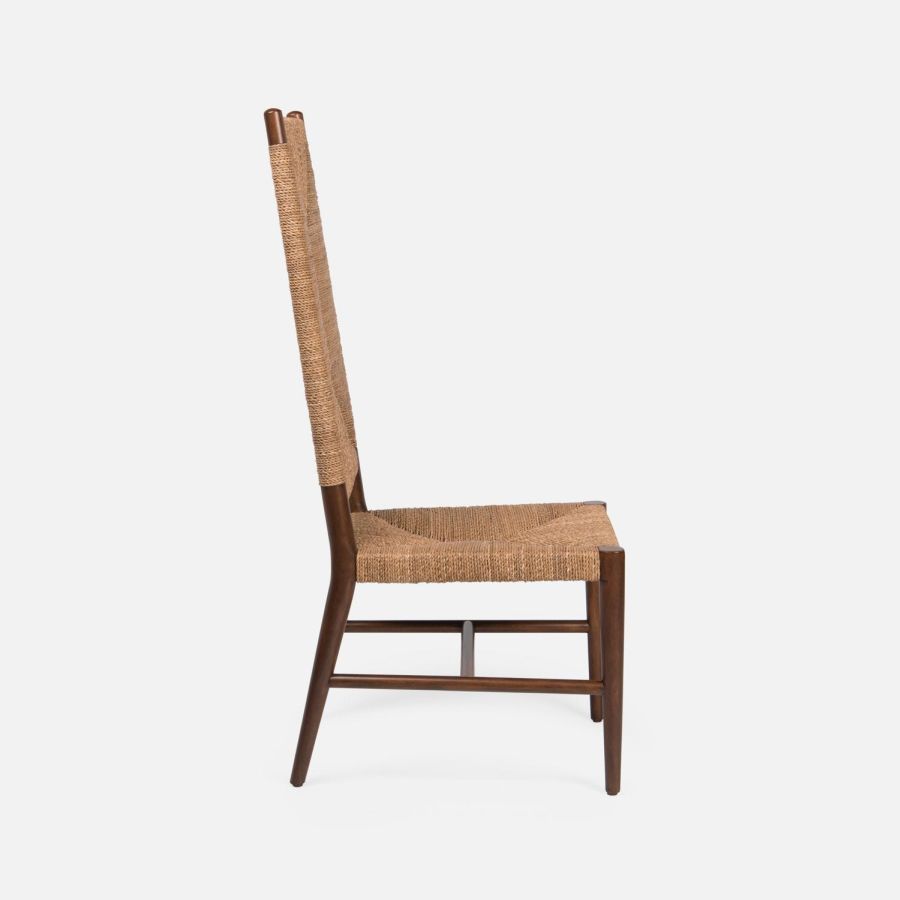 Elegant woven high back side chair, part of the Lampakanay collection, showcasing its natural wood finish in a clear image.