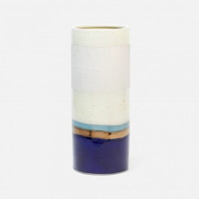 Close-up of Large Kay Ceramic Umbrella Stand in Blue Mix