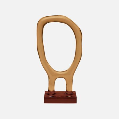 Translucent resin sculpture in hues of cocoa, showcasing an elegant circular shape.