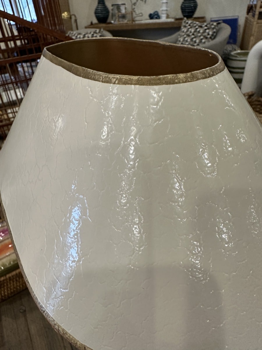Oval Ivory and Brass Table Lamp with Gold Painted Trim