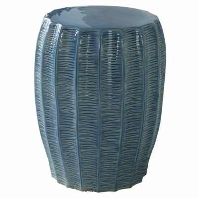Blue Harbor Garden Stool with scalloped edge, front view.
