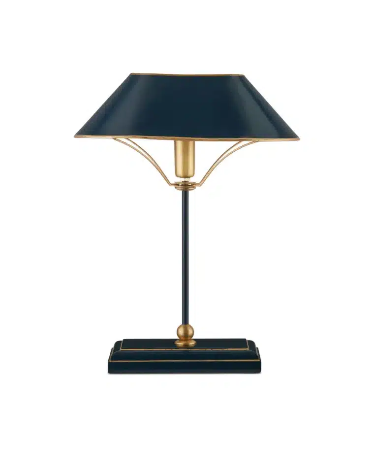 Oval and Brass Table Lamp with Gold Painted Trim - Image 14