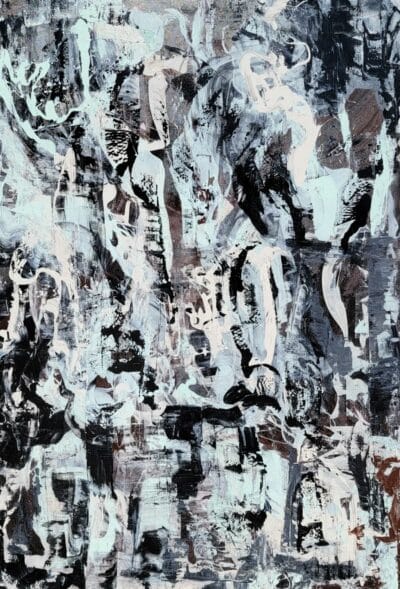 Pathos: Compassion Original Art - Close-up view of vibrant colors and intricate details on canvas