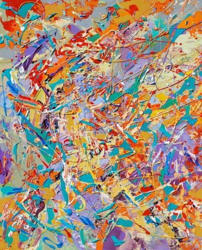 Contradictions (2): Vibrant abstract art piece with bold colors and dynamic brushstrokes.