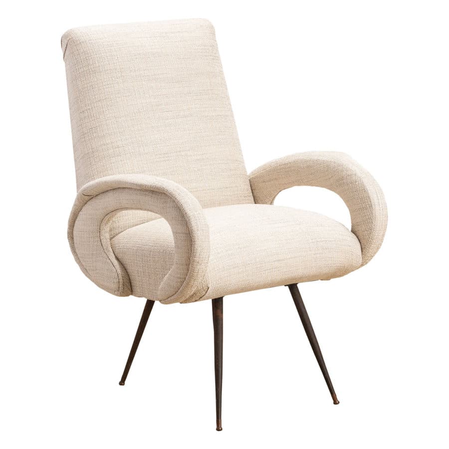 Pair of Vintage Italian Cream Mid-Century Chairs