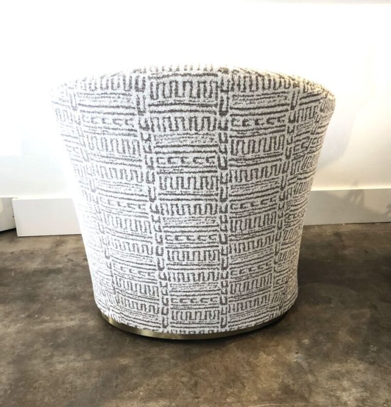 Arlette French Moderne Swivel Chair in Chenille Pattern - Image 3