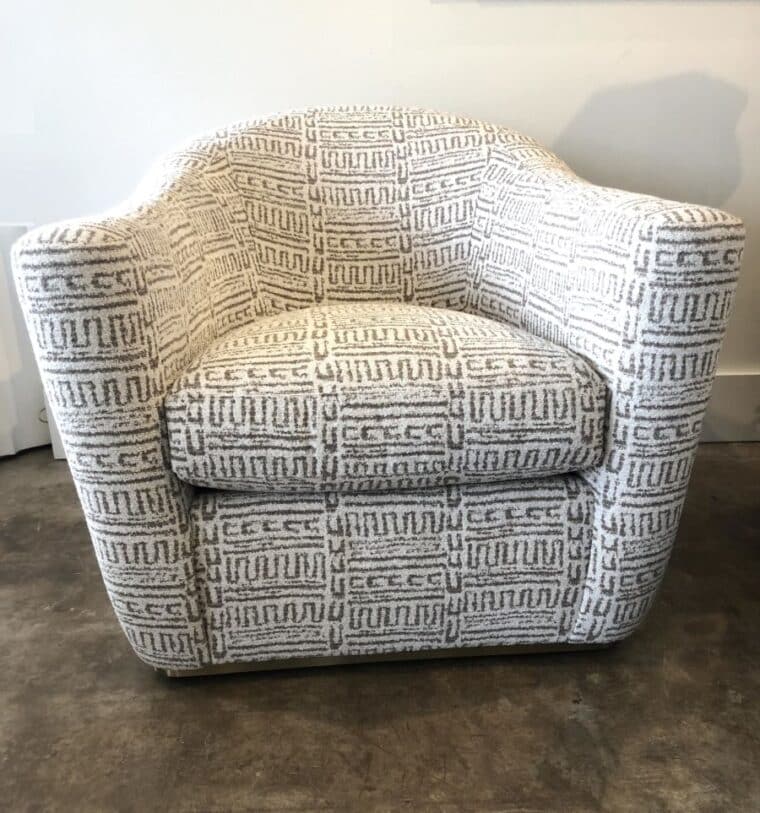 Arlette French Moderne Swivel Chair in Chenille Pattern - Image 2