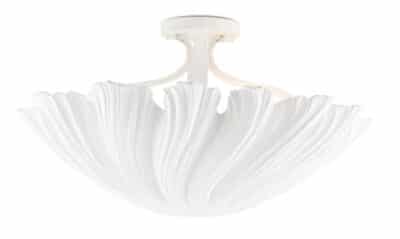 White Gesso Striated Semi-Flush Mount Light