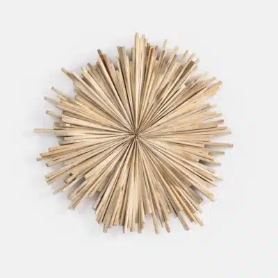 Indoor Outdoor Pieced Teak Sunburst Wall Art