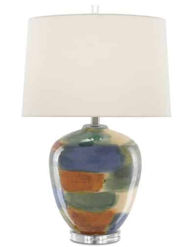 Blue, Green, Sand and Rust Porcelain Table Lamp