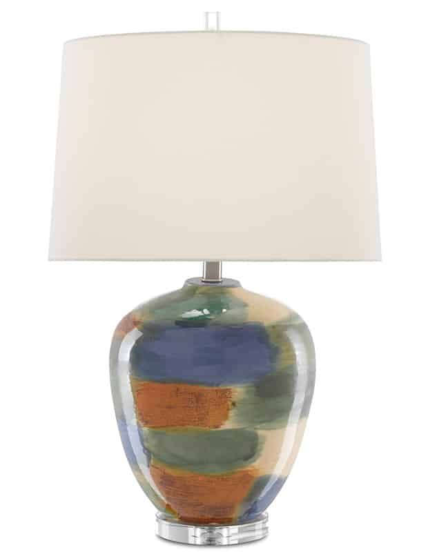 Blue, Green, Sand and Rust Porcelain Table Lamp