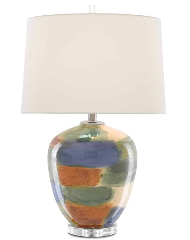 Blue, Green, Sand and Rust Porcelain Table Lamp