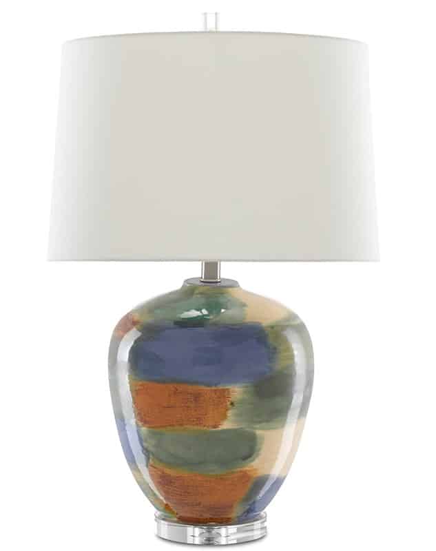 Blue, Green, Sand and Rust Porcelain Table Lamp