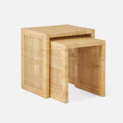 Set of 2 Peeled Rattan Nesting Tables