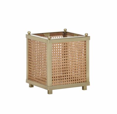 Brass and Cane Cachepot