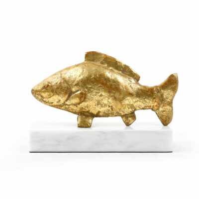 Gold Leaf Carp Fish Statue