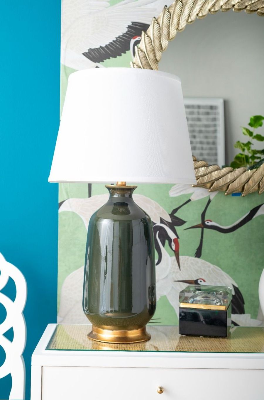 Traditional Curved Glazed Porcelain Lamp