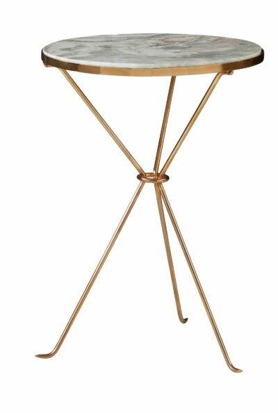 Beryl Onyx Table with Brass Frame