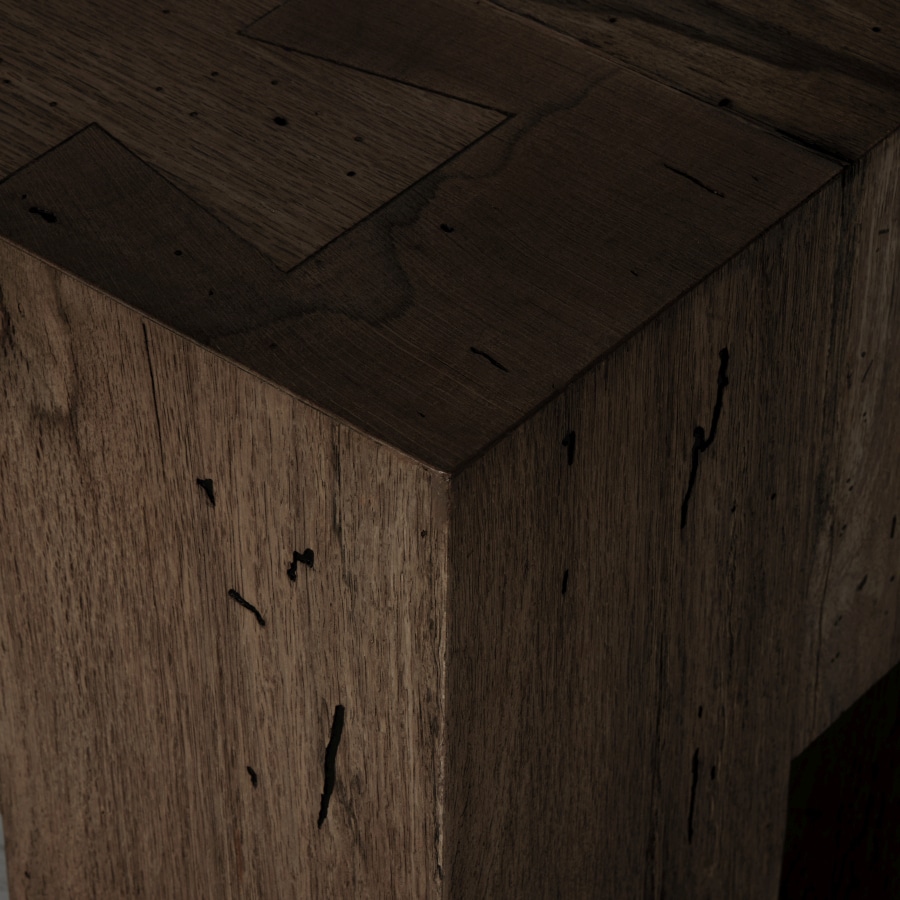 Thick Cut Rustic Oak Veneer Bench