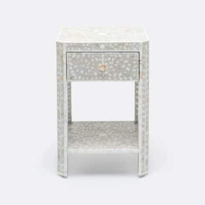 Small Grey Mother of Pearl Nightstand