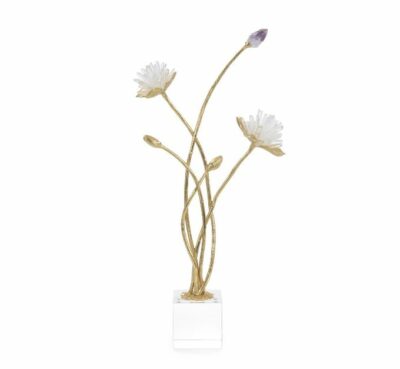 Quartz and Amethyst Floral Sculpture